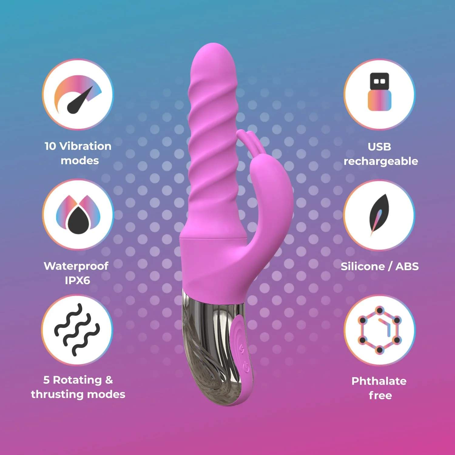 Good Vibes Only - 360° Rotating Thrusting Vibrator - Roze