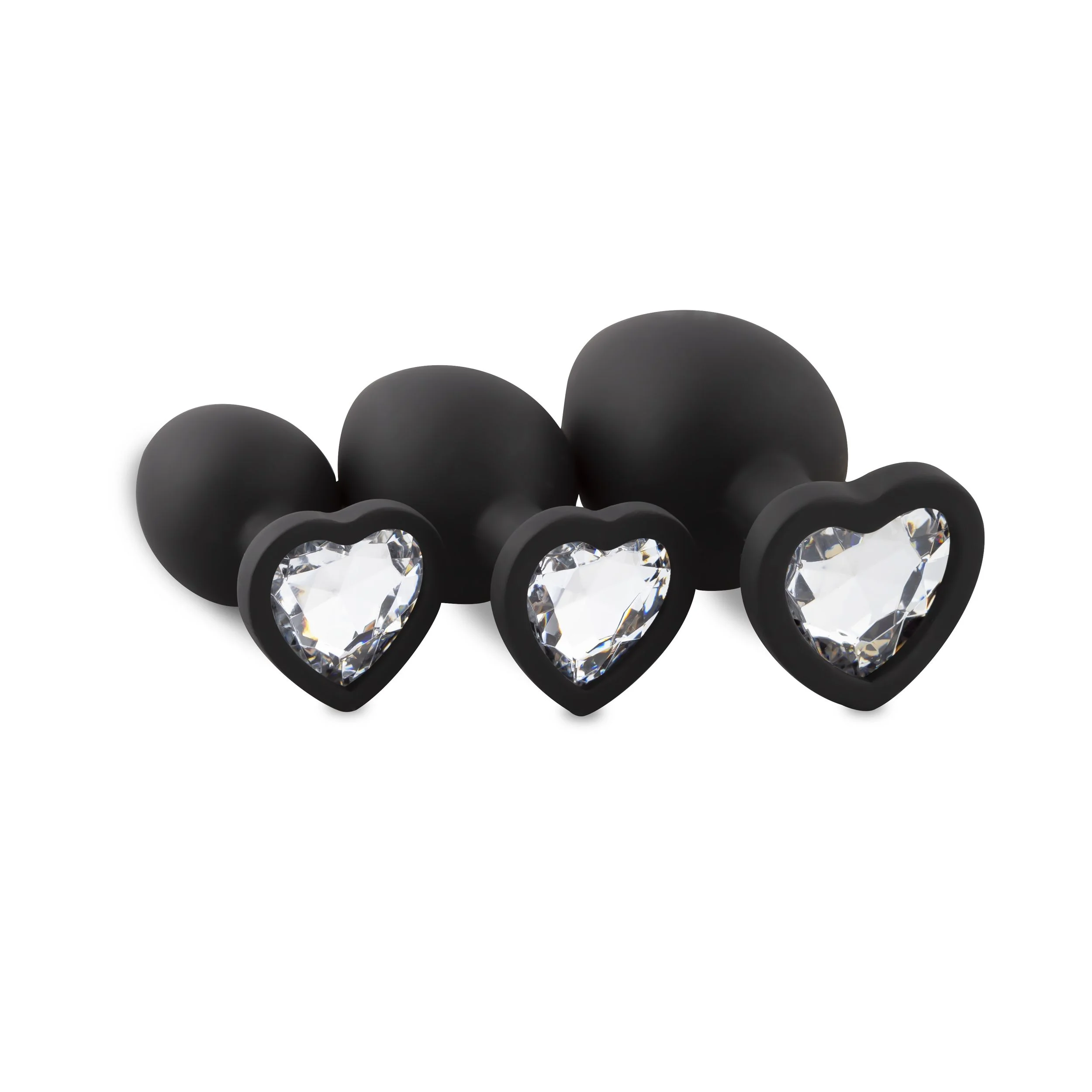 Siliconen Buttplug Set Met Diamantjes - Hart
