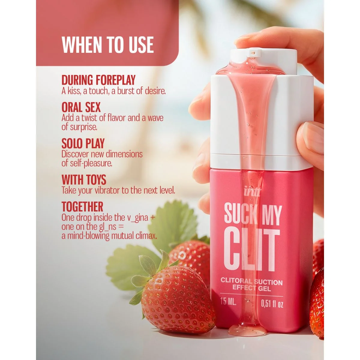 INTT - Suck My Clit Gel Wilde Aardbei - 15ml