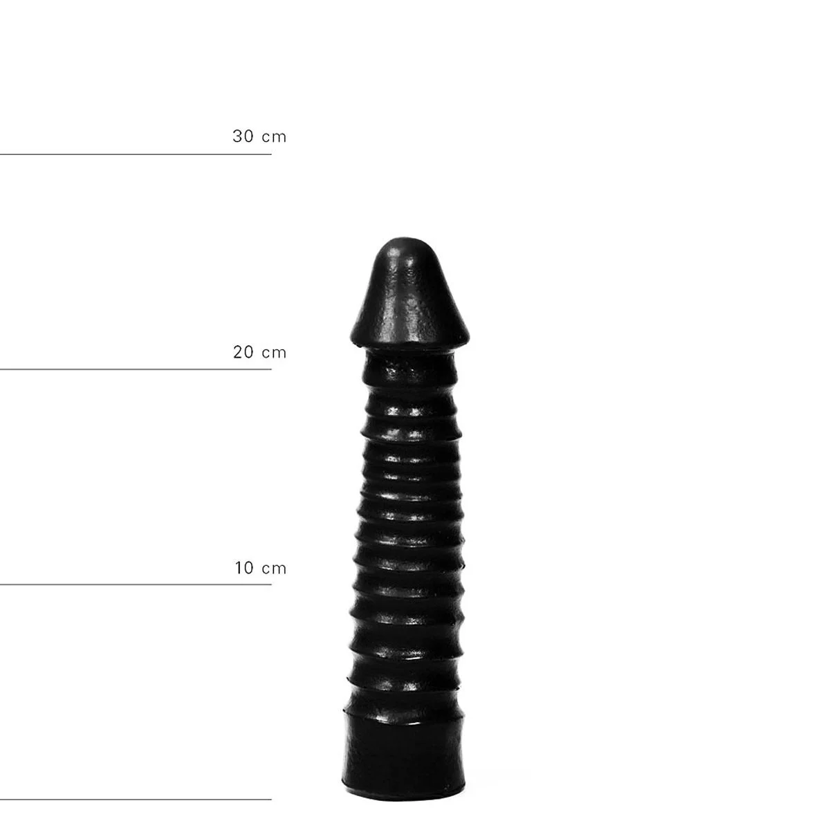 All Black - Grote Dildo Met Geribbelde Schacht - Zwart