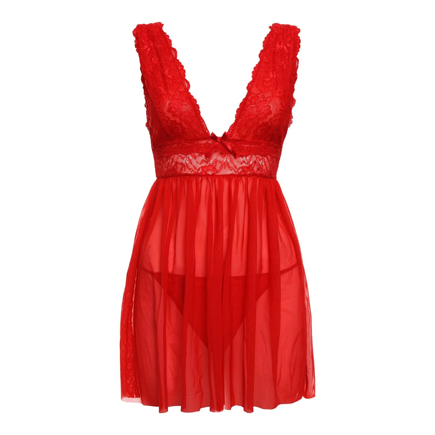 Christine - Babydoll & String Lieve - Rood