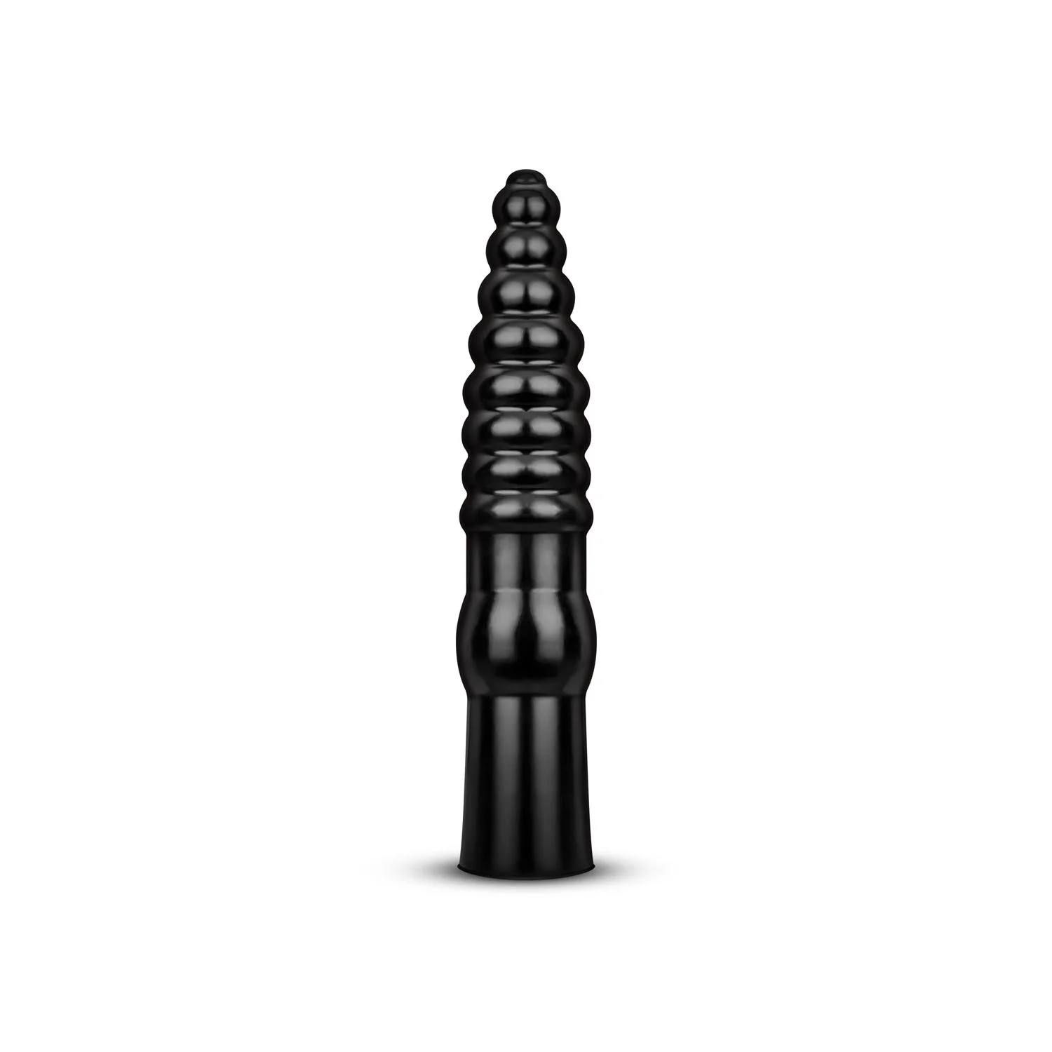 All Black - Geribbelde Dildo - 34 cm